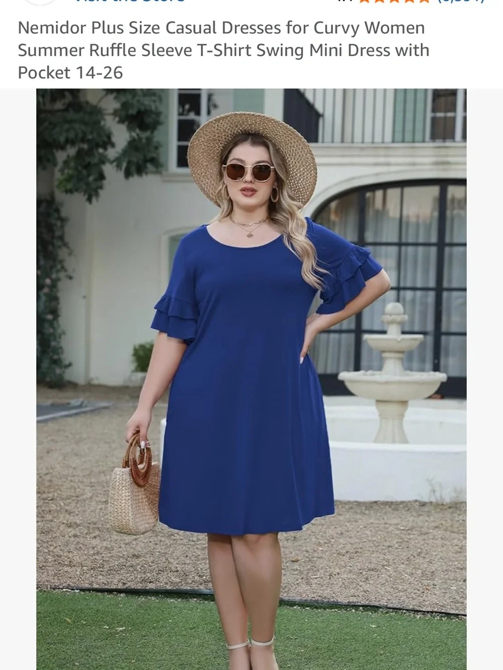 Cocktail swing dress with ruffle sleeves - Picture 8 of 15